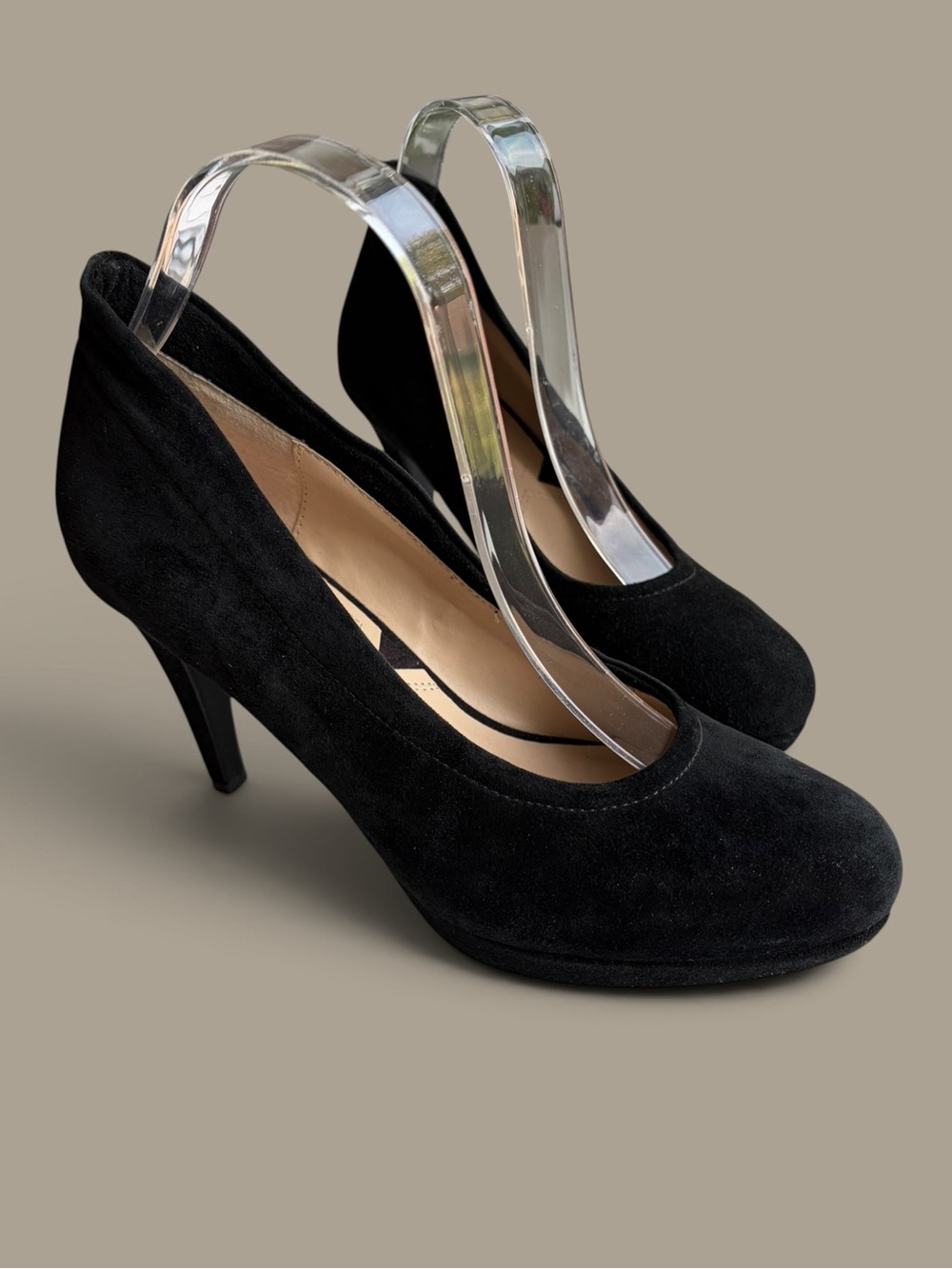 Adrienne Vittadini Black Suede Round-Toe Pumps